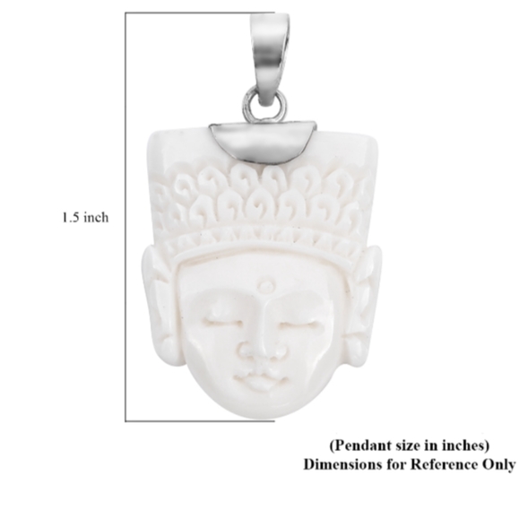 BALI GODDESS CARVED BONE BUDDHA PENDANT - Picture 3 of 4
